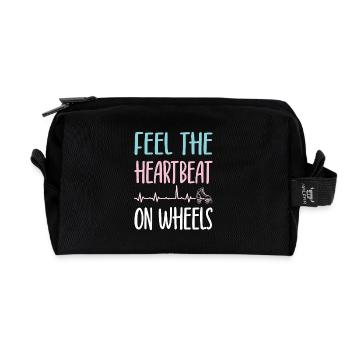 Roller Skater Party Feel Heartbeat On Wheels Gift - Recycled Toiletry Zip Bag - black - Front
