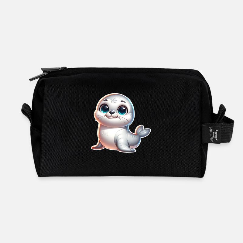 Robbe Seehund - Recycelte Kulturtasche - Schwarz