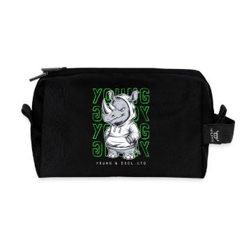 Rhinocéros jeune et cool amoureux des animaux - Trousse de toilette en tissu recyclé - noir - Devant