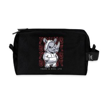 Rhinocéros jeune et cool amoureux des animaux - Trousse de toilette en tissu recyclé - noir - Devant