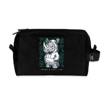 Rhinocéros jeune et cool amoureux des animaux - Trousse de toilette en tissu recyclé - noir - Devant