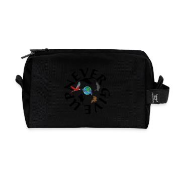 never give up - Recycled Toiletry Zip Bag - black - Front