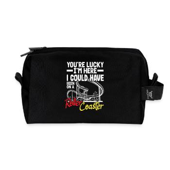 Tu as de la chance que je sois là montagnes russes - Trousse de toilette en tissu recyclé - noir - Devant