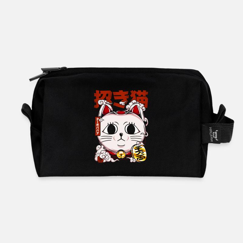Maneki Neko Turbo Granny - Recycled Toiletry Zip Bag - black