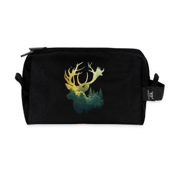 Silhouette de cerf de forêt proximité avec la nature - Trousse de toilette en tissu recyclé - noir - Devant
