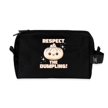 Respect The Dumpling Niedlicher Cartoon Dumpling - Recycelte Kulturtasche - Schwarz - Vorne