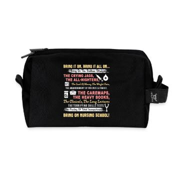 Bring On Nursing School - Recycled Toiletry Zip Bag - black - Front