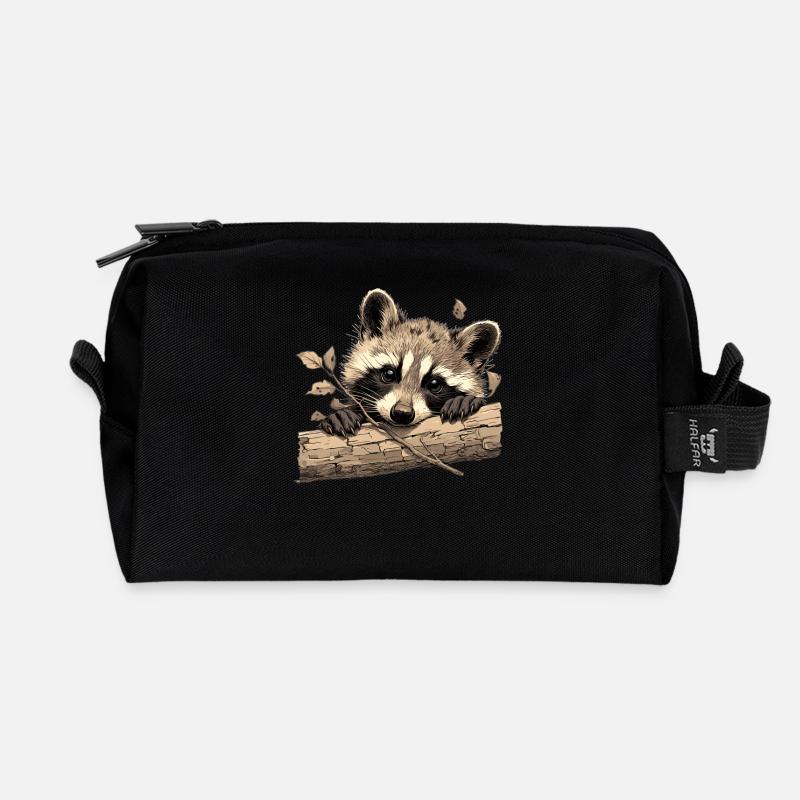 Waschbären Waschbär - Recycelte Kulturtasche - Schwarz