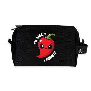 I'm Sweet I Promise Hot Chili Pepper Funny - Recycled Toiletry Zip Bag - black - Front