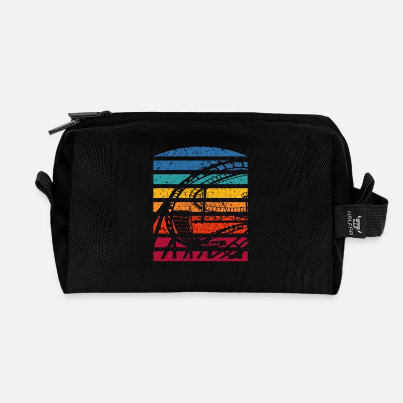 Retro Achterbahn Silhouette Abenteuer - Recycelte Kulturtasche - Schwarz