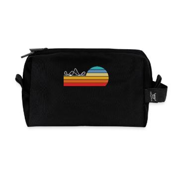 montagnes russes style rétro coucher de soleil - Trousse de toilette en tissu recyclé - noir - Devant
