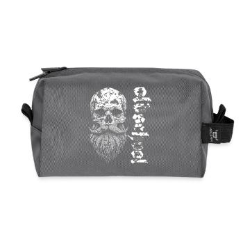 Oldschool Bärtiger Skull - Recycelte Kulturtasche - Anthrazit - Vorne