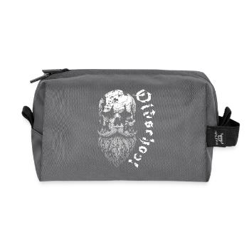 Bärtiger Oldschool Skull - Recycelte Kulturtasche - Anthrazit - Vorne