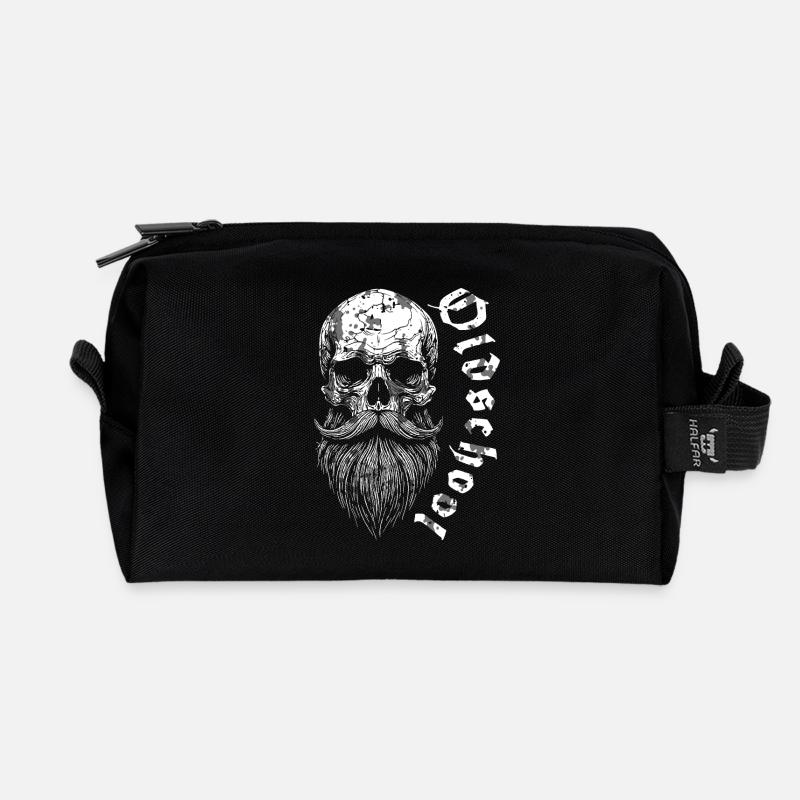 Bärtiger Oldschool Skull - Recycelte Kulturtasche - Schwarz