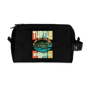 Tortue Chuchotant, Amoureux des animaux, Tortue - Trousse de toilette en tissu recyclé - noir - Devant