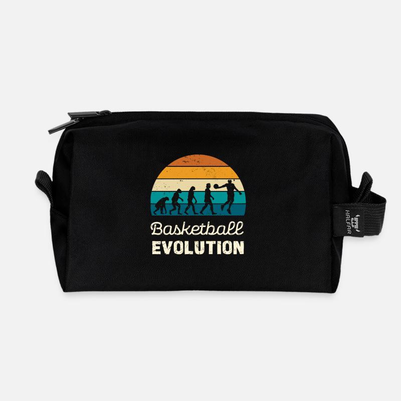Basketball Evolution Vintage Stil - Recycelte Kulturtasche - Schwarz