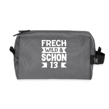 Frech Wild Schon 13. Geburtstag - Recycelte Kulturtasche - Anthrazit - Vorne