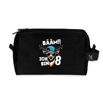 BÄÄM Ich Bin 8 Geburtstag Hirsch Geburtstagsdeko - Recycelte Kulturtasche - Schwarz - Vorne
