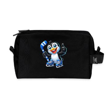 Coole Pinguin Eishockeyspieler Comic - Recycelte Kulturtasche - Schwarz - Vorne