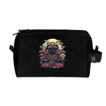 Guerriers carlin samouraï avec épées et fleurs - Trousse de toilette en tissu recyclé - noir - Devant