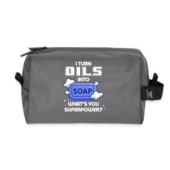 I Turn Oils Into Soap - What Is Your - Recycled Toiletry Zip Bag - anthracite - Front