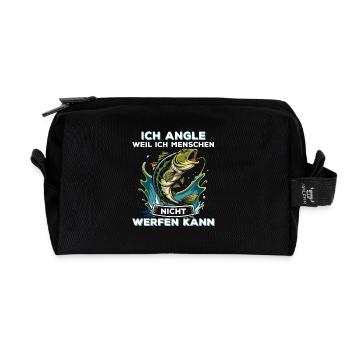 Ich Angle Weil Ich Menschen Nicht Werfen Kann - Recycelte Kulturtasche - Schwarz - Vorne