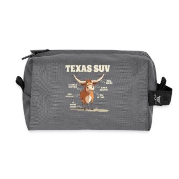Texas SUV Lustiger Stier Cartoon mit Witzigen - Recycelte Kulturtasche - Anthrazit - Vorne