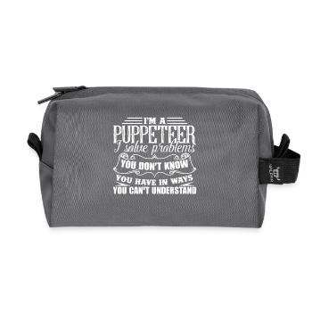 Puppeteer Solves Problems - Recycled Toiletry Zip Bag - anthracite - Front