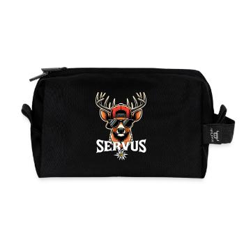Servus Cooler Hirsch Mit Sonnenbrille - Recycelte Kulturtasche - Schwarz - Vorne