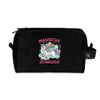 Magische Große Schwester 2025 Einhorn Nachwuchs - Recycelte Kulturtasche - Schwarz - Vorne