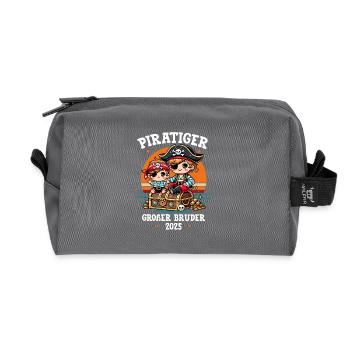 Piratiger Großer Bruder 2025 Geschenk - Recycelte Kulturtasche - Anthrazit - Vorne