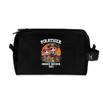 Piratiger Großer Bruder 2025 Geschenk - Recycelte Kulturtasche - Schwarz - Vorne