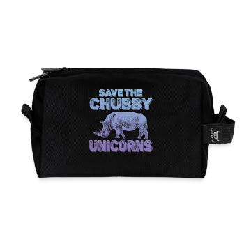 Save The Fat Unicorns Rhino Saying Funny - Recycled Toiletry Zip Bag - black - Front