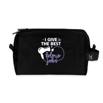 Hairdresser: I give the best hair dryer jobs - Recycled Toiletry Zip Bag - black - Front