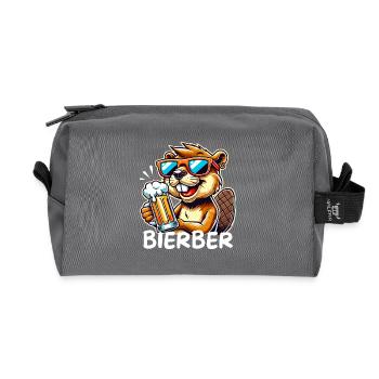 Biber liebt Bier Party Sonnenbrille Karneval Alaaf - Recycelte Kulturtasche - Anthrazit - Vorne