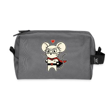 Souris Héroïne de l’Amour - Trousse de toilette en tissu recyclé - anthracite - Devant