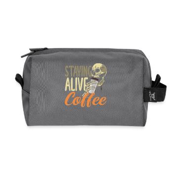 Le squelette des amateurs de café reste éveillé - Trousse de toilette en tissu recyclé - anthracite - Devant
