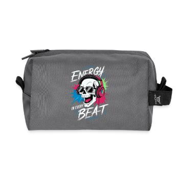 Totenkopf mit Kopfs - Energy in every beat - Recycled Toiletry Zip Bag - anthracite - Front
