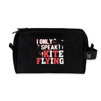 Kite Flying I Only Speak Kite Flying - Recycled Toiletry Zip Bag - black - Front