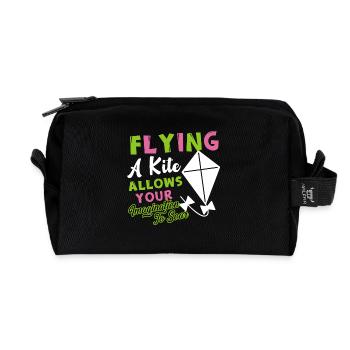 Kite Flying A Kite Allows Your Imagination To Soar - Recycled Toiletry Zip Bag - black - Front