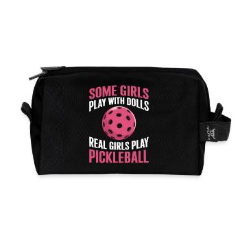 Pickleball Saying Girl Joke Pickleball Gift - Recycled Toiletry Zip Bag - black - Front