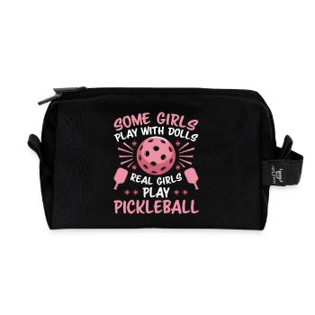 Pickleball Saying Girl Joke Pickleball Gift - Recycled Toiletry Zip Bag - black - Front
