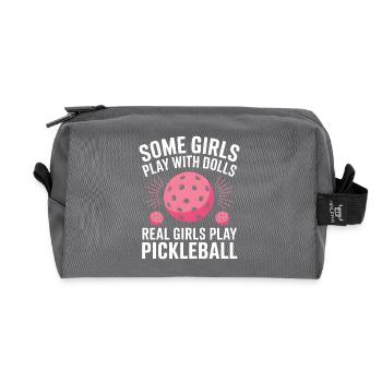 Pickleball Saying Girl Joke Pickleball Gift - Recycled Toiletry Zip Bag - anthracite - Front