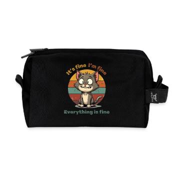 Cat - It's fine - I'm fine - Everything is fine - Recycelte Kulturtasche - Schwarz - Vorne