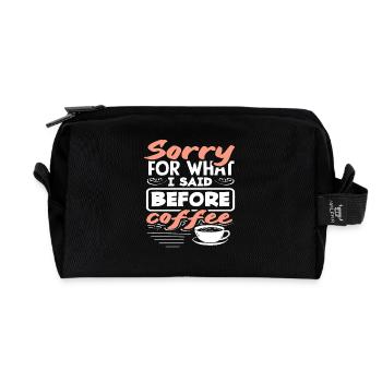 Coffee Lover Saying Apology Before Coffee - Recycled Toiletry Zip Bag - black - Front