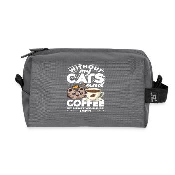 Sans le cœur de mes chats et de mes amateurs de café - Trousse de toilette en tissu recyclé - anthracite - Devant