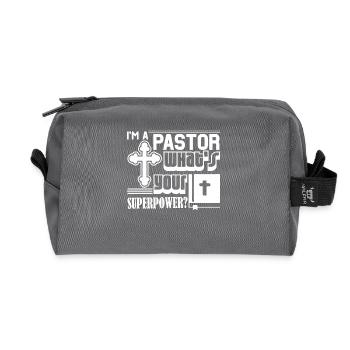 Pastor Superpower - Recycled Toiletry Zip Bag - anthracite - Front