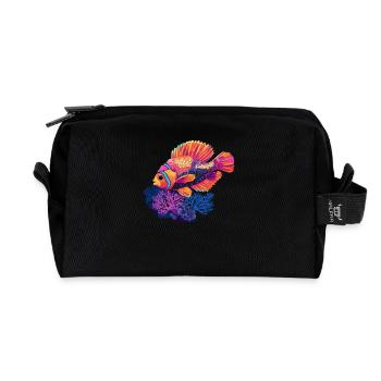 Colorful tropical fish in coral reef - Recycled Toiletry Zip Bag - black - Front