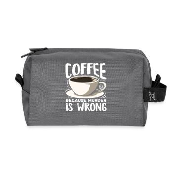 Coffee lovers because murder is wrong - Recycled Toiletry Zip Bag - anthracite - Front