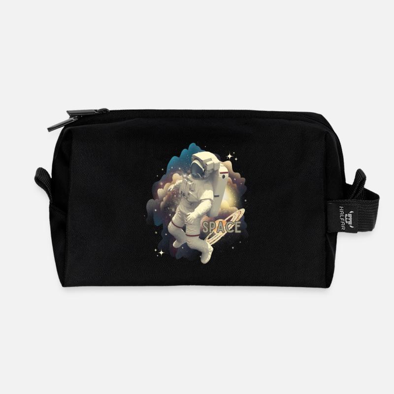Astronaut in space magic - Recycled Toiletry Zip Bag - black
